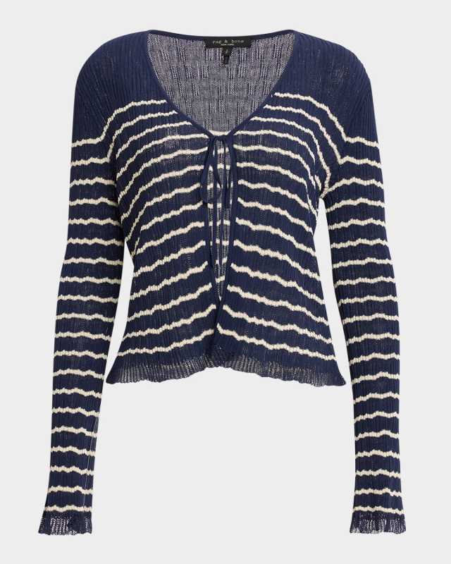 Chiara Stripe Tie-Front Cardigan